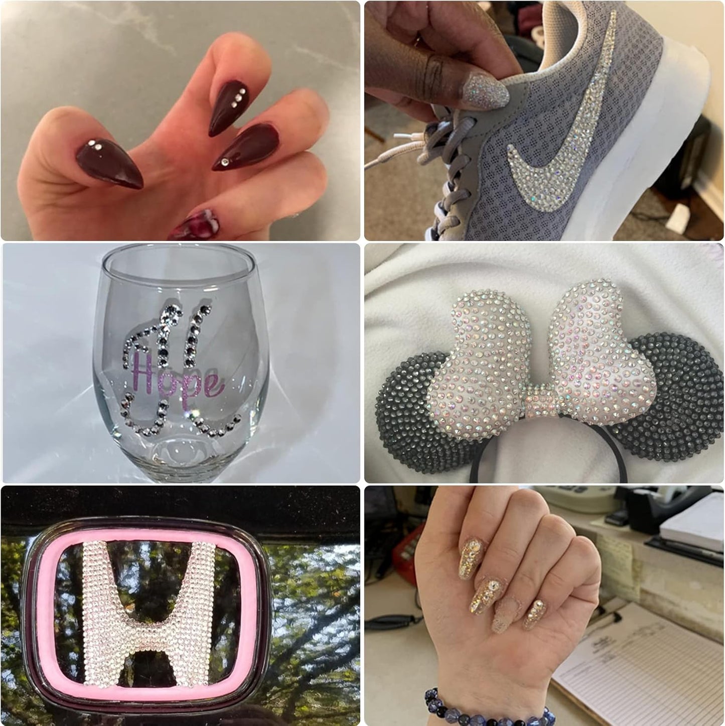 Multi Size 3mm 4mm 5mm Rhinestones Set for Nails Crafts Red Non Hotfix Rhinestones Nail Gems Rhinestone - Round Flat Back Resin Rhinestone for Makeup Clothes Shoes Eyes Bottles Crafts