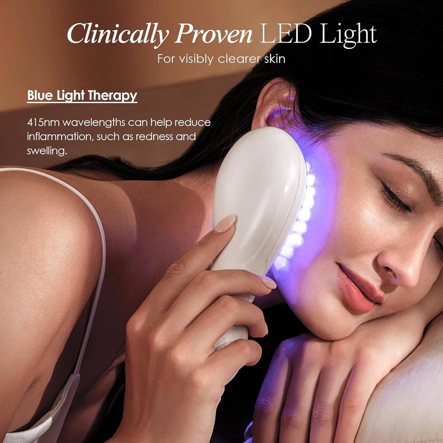 LumaGlow Blue LED Light Therapy by Project E Beauty | Anti Acne | Pimple & Blemish Solution | Skincare Routine for Oily Skin | Handheld Device for Spa & Home Use (Blue Light)