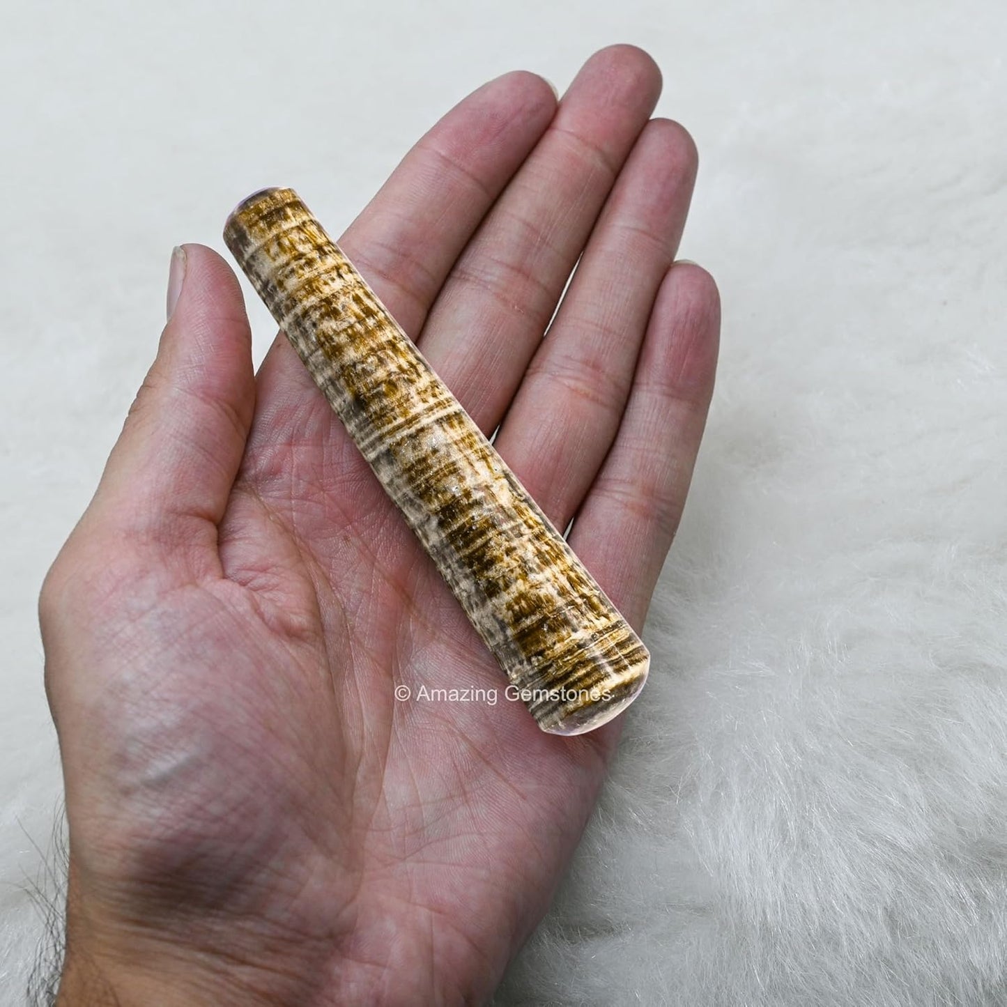 Amazing Gemstone Aragonite Crystal Wand Massage Stick - Pelvic Wand Gua Sha for Adults - Crystals and Healing Stones Massage Wands for Adults Gifts (Smooth)