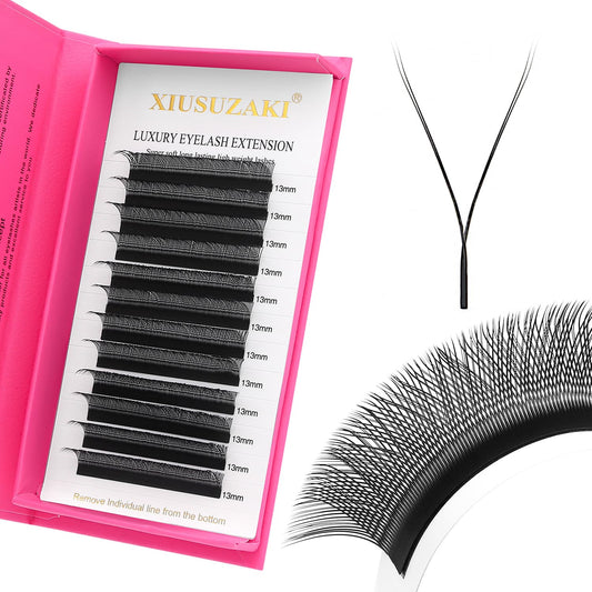 YY Lash Extensions Supplies Y Eyelash Extensions 0.07mm Thickness D Curl 11mm Premade Fans 4D Russian Volume Matte Black 12 Rows Crisscross Eye Lashes(YY-0.07-D,11mm)