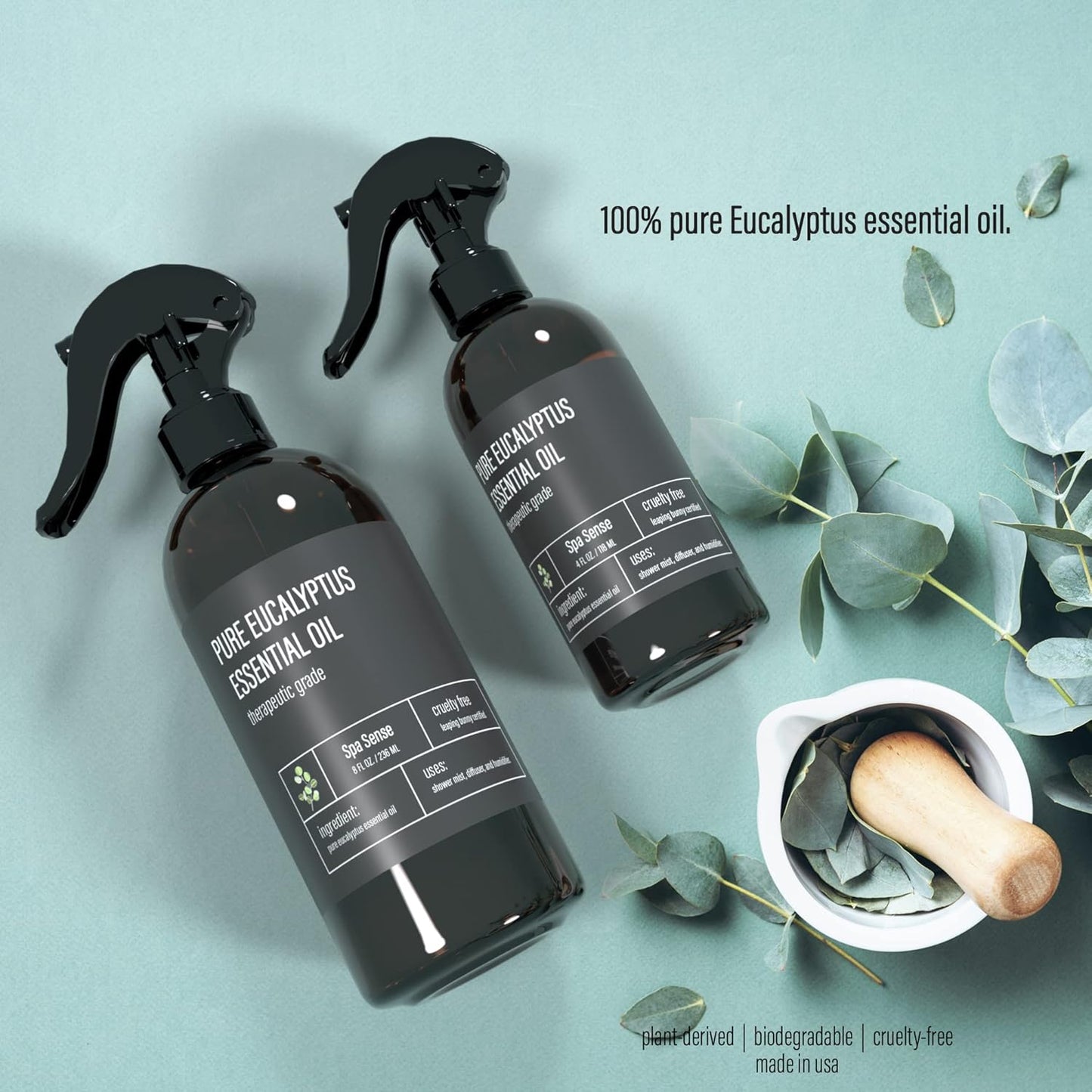 Pure Eucalyptus Oil Shower Mist and Steam Room Spray - Room Spray and Eucalyptus Spray for Shower - Premium Aromatherapy Eucalyptus Essential Oil Spray - 8 Ounce, 2 Pack