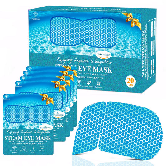 Steam Eye Mask for Travel Essentials,Sleep Mask Warm Compress for Eyes, Heated Eye Masks for Dark Circles and Puffiness & Soothe Tired Eyes,Self Care SPA Relaxation Gifts for Women 20 Packs Unscented