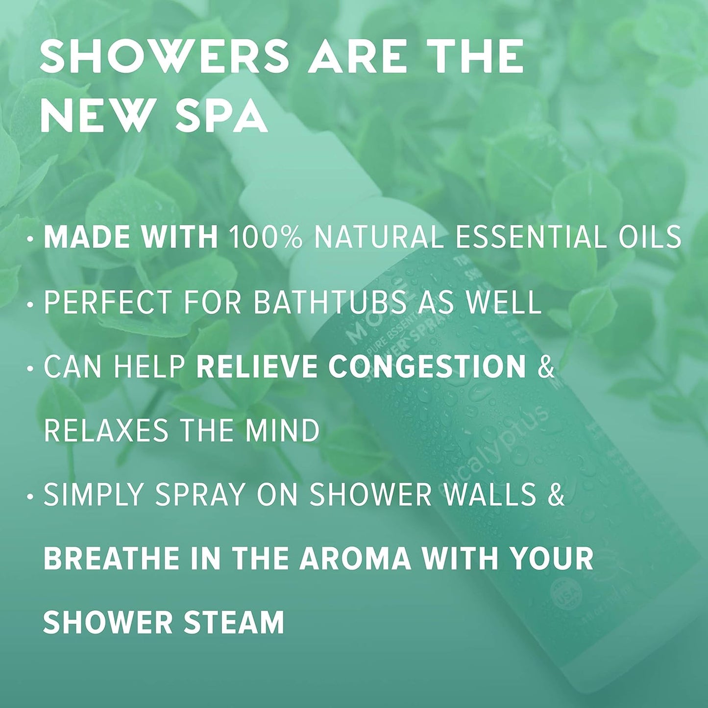 MOXE Eucalyptus Oil Shower Mist, Spa Steam Spray, Certified Natural 100% Essential Oils, Made in USA, Aromatherapy, Sinus Congestion Relief, Tension Relief (4oz)