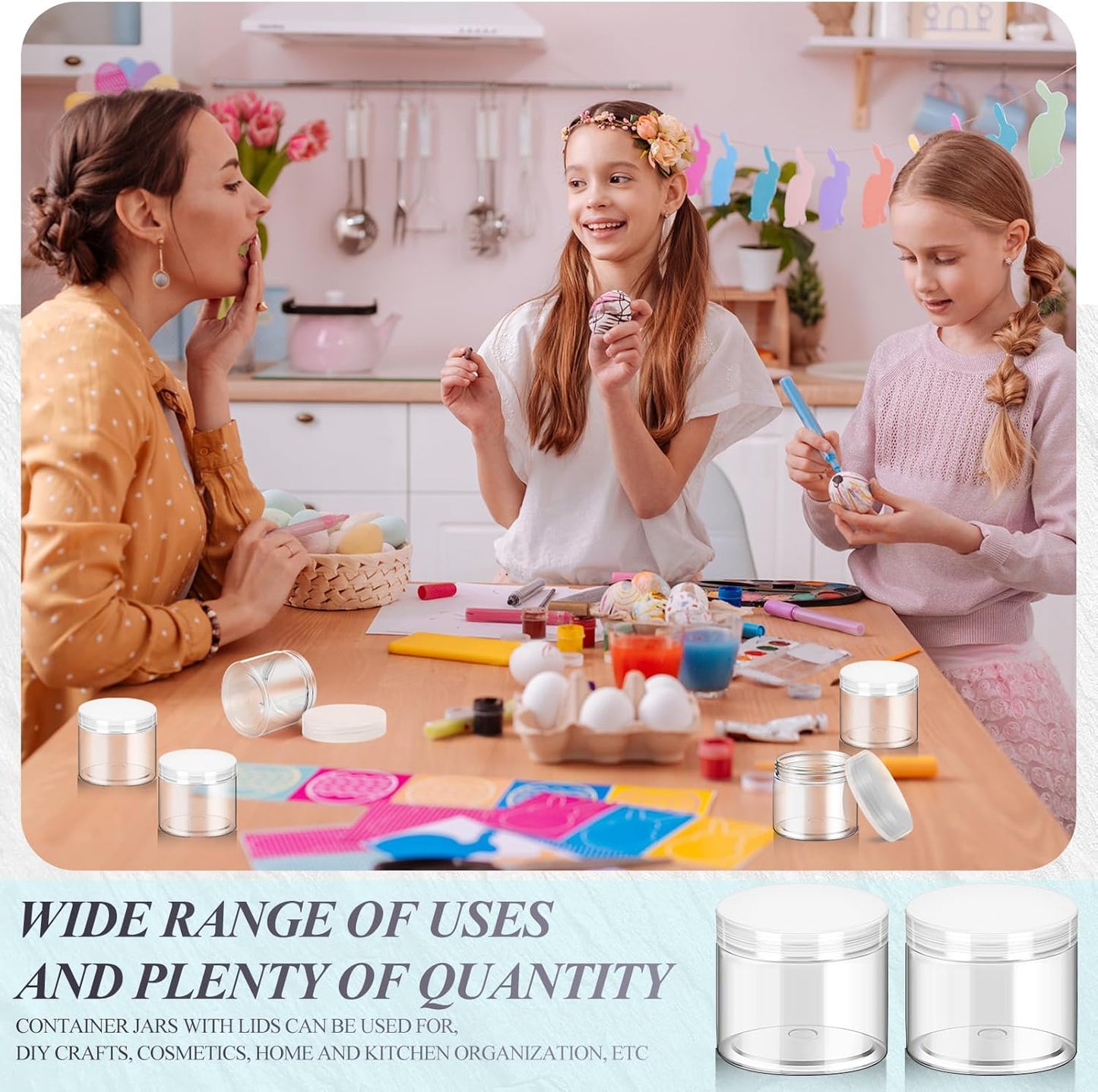 SATINIOR 36 Pieces 2 oz Plastic Jars with Lids Wide Mouth Airtight Reusable Container Acrylic Cosmetic Small Jars for Lotions Ointments Travel Toiletries Creams Make up Storage(Clear)