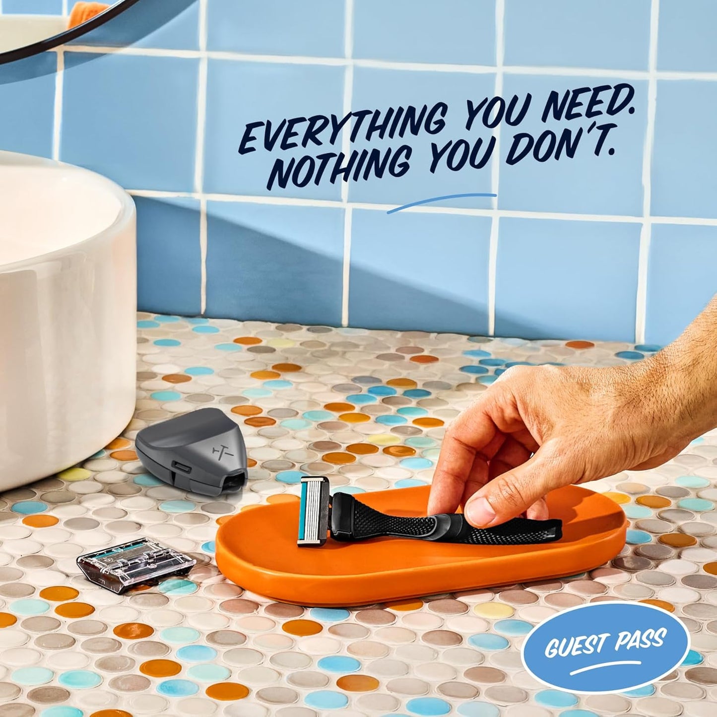 Dollar Shave Club | The Guest Pass Shave Set | 2 Extra Close Refill Cartridges, 1 Handle (Black), 1 Razor Cover