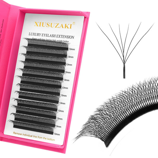 W Lash Extensions Supplies 7D Eyelash Extensions W Shape 0.07mm Thickness D Curl 12mm Premade Fans Easy Fan Lashes Volume Matte Black 12 Rows Crisscross Eye Lashes(W-7D-0.07-D,12mm)
