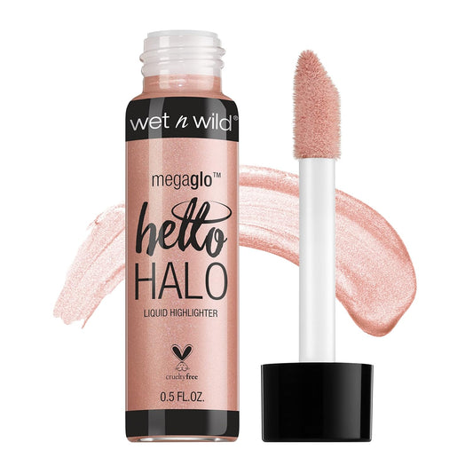 wet n wild MegaGlo Hello Halo Liquid Highlighter Makeup, Shimmer, Rose Gold Halo Gorgeous