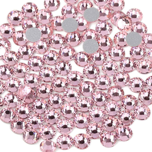 beadsland 1440pcs Flat Back Crystal Rhinestones Round Gems for Nail Art and Craft Glue Fix,Light Pink(SS12(2.9-3.0mm))