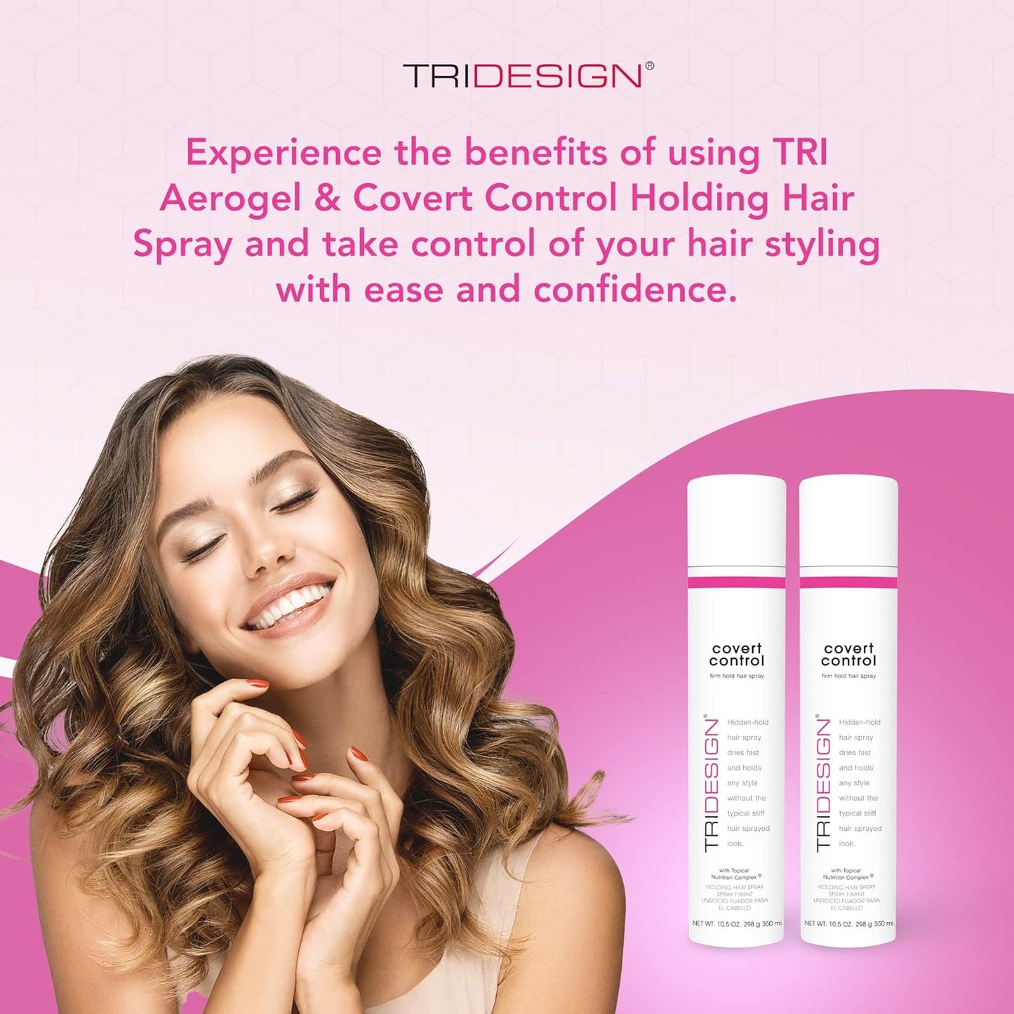TRI Design Covert Control - Fast-Drying Hairspray for Women & Men, Aerosol Strong Hold Setting Spray, Hair Products, 2 Pack of 10.5 Oz