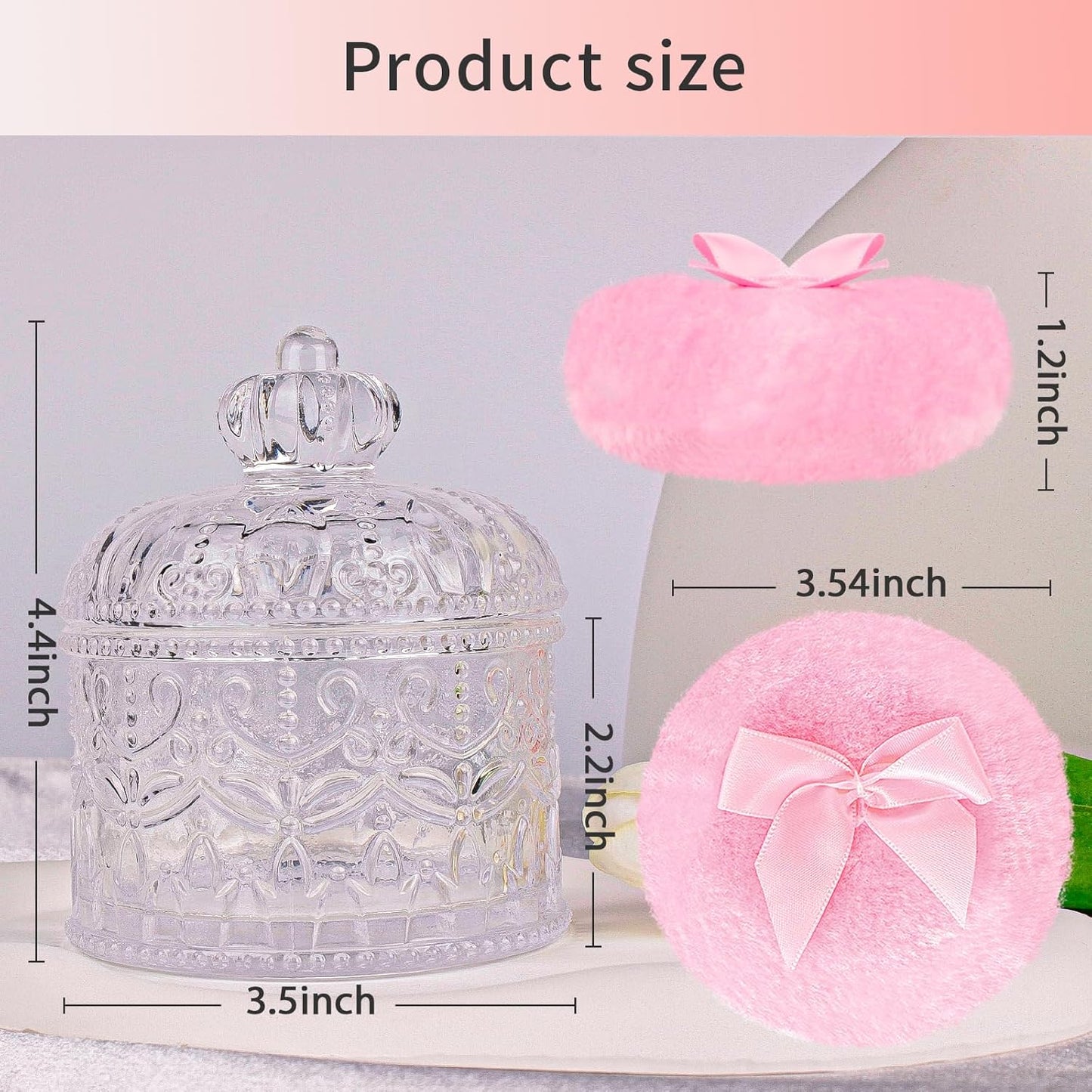 Large Body Powder Puffs and Containers, Crystal Clear Powder Container with Soft Power Puffs, Reusable Dusting Powder Case with Washable Velvet Face Body Glitter Puffs Wet and Dry Makeup