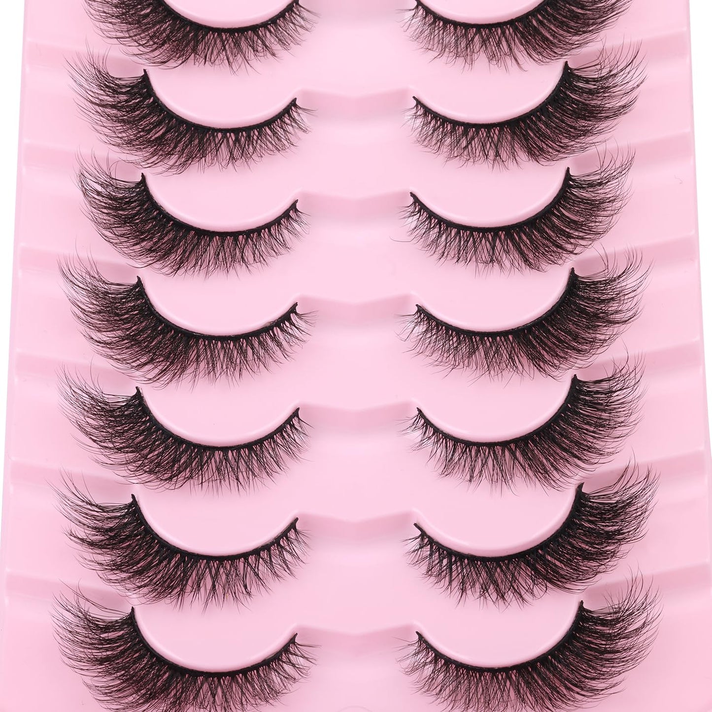 False Lashes Natural Look Faux Mink Eyelashes Wispy Fox Eye Lashes That Look Like Extensions 3D Mink Lashes Natural Strip Lashes Pack 7 Pairs