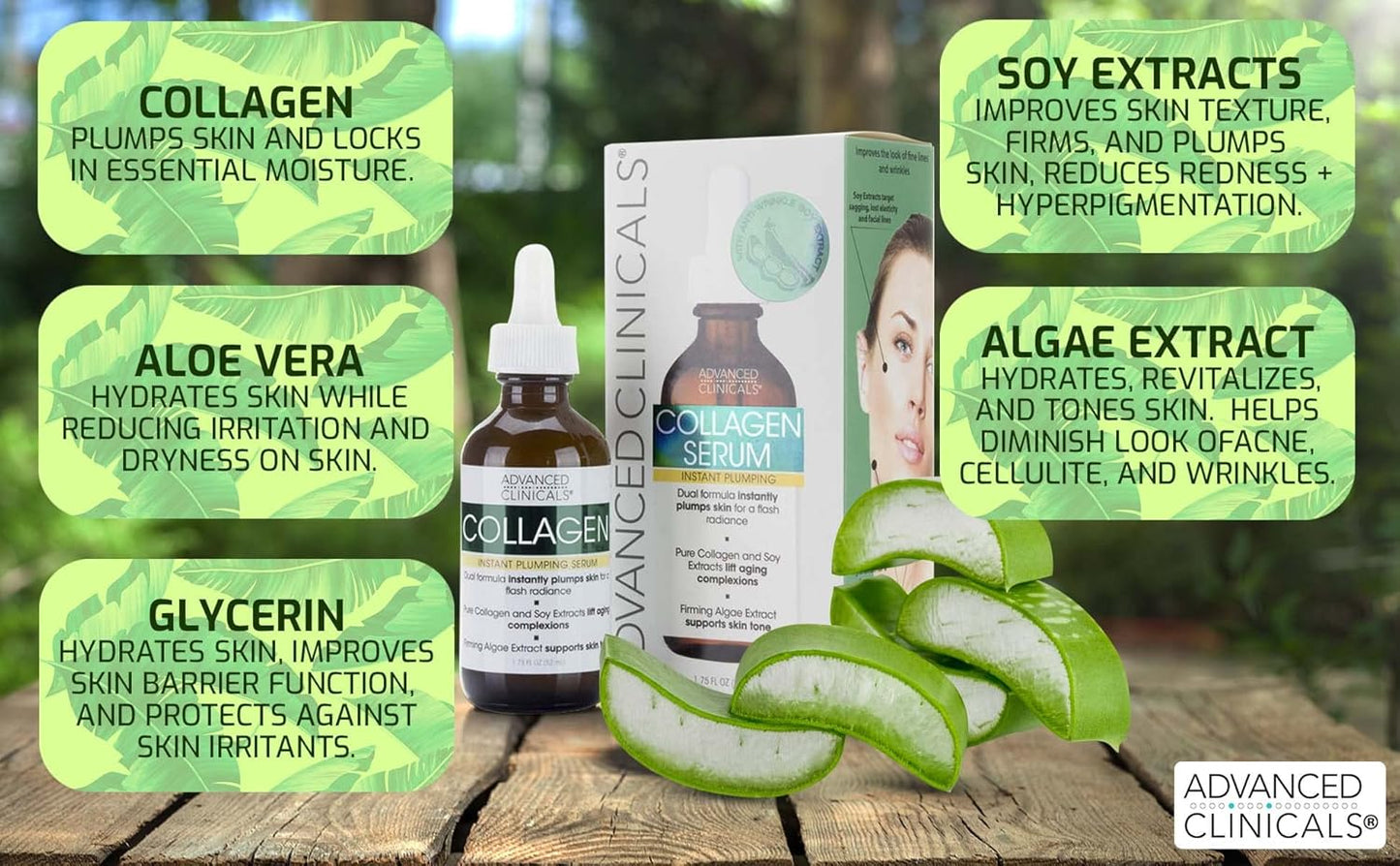 Advanced Clinicals Collagen Serum For Face | Collagen Face Serum For Skin Tightening Helps Lift, Plump & Firm Sagging Skin | Serums For Skin Care | Anti Wrinkle Boost, Fragrance Free, 1.75 Fl Oz, 2PC