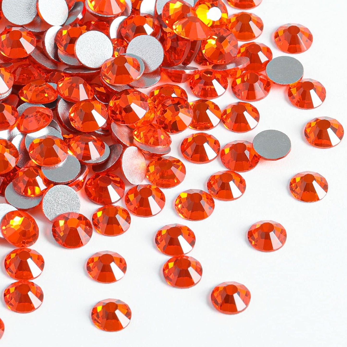 beadsland Flat Back Crystal Rhinestones Round Gems, Orange (4.6-4.8mm) SS20/1440pcs