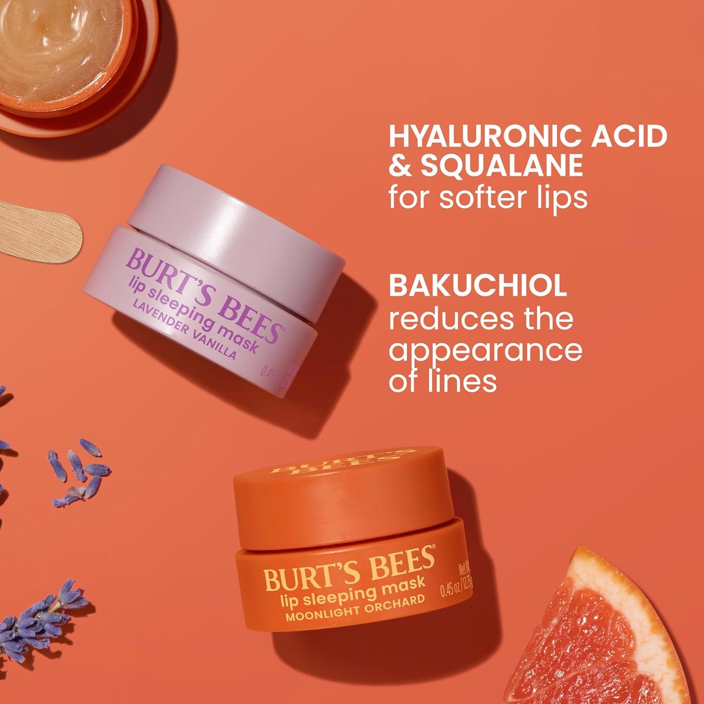 Burt’s Bees Moonlight Orchard Lip Sleeping Mask, With Hyaluronic Acid and Squalane Moisturizer To Instantly Hydrate Lips, Overnight Mask, Treatment, 0.45 oz.