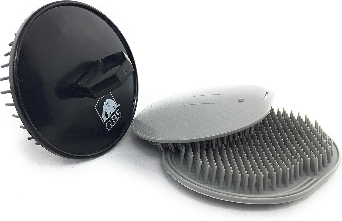 G.B.S Head Shampoo Scalp Massager Brush and Soft Palm Pocket Comb for All Hair Types, Pack of 3 (1 Black and 2 Gray) Made in U.S.A