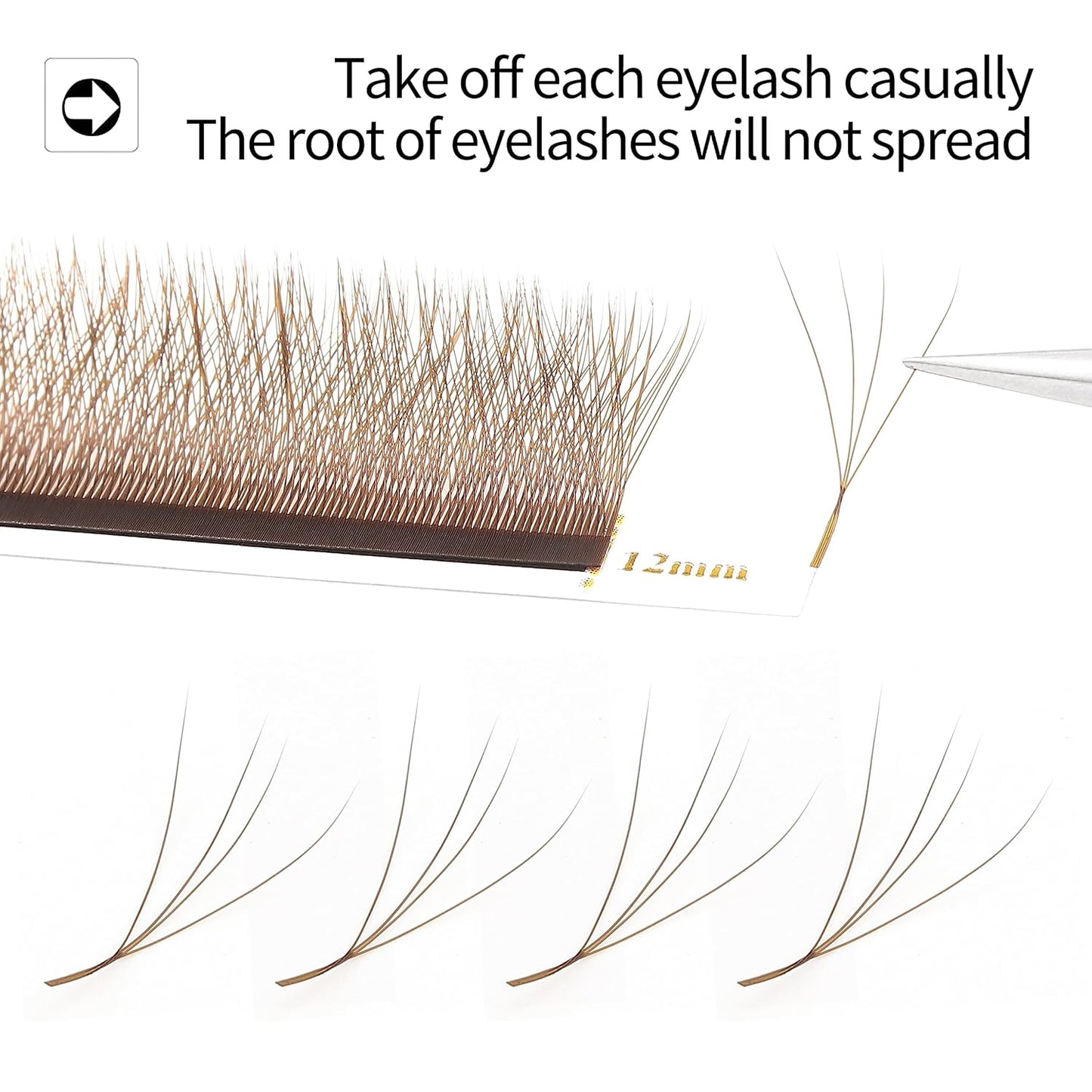 Lash Extensions Brown 4D W Eyelash Extensions W Shape 0.07mm Thickness D Curl 11mm Premade Fans Lashes Colored Lash Extension Volume Lashes Individual Lashes(W-Brown-4D-0.07-D,11mm)