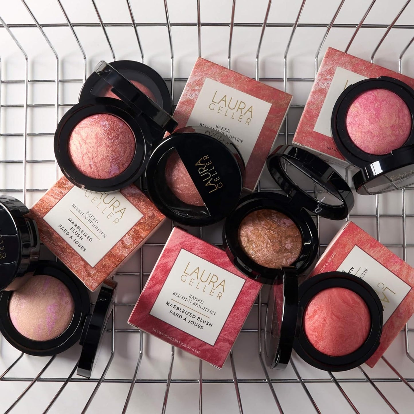 LAURA GELLER NEW YORK Baked Blush-n-Brighten Marbleized Blush for Cheeks - Raspberry Finish - Buildable Color