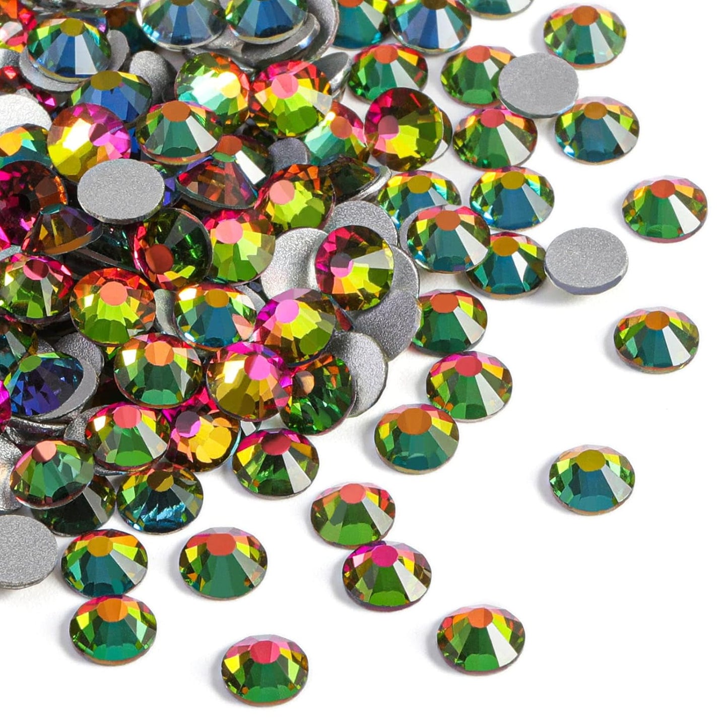 beadsland Flat Back Crystal Rhinestones Round Gems, Rainbow (2.3-2.5mm) SS8/1440pcs