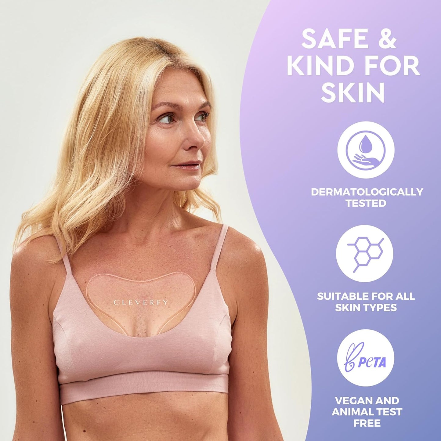 CLEVERFY Silicone Chest Wrinkle Pads Sleeping Reusable (4 Pack T-shape) - Decollete Anti Wrinkle Chest Pads - Silicone Patches for Wrinkles - Anti Wrinkle Patches for Decollete Wrinkle Prevention