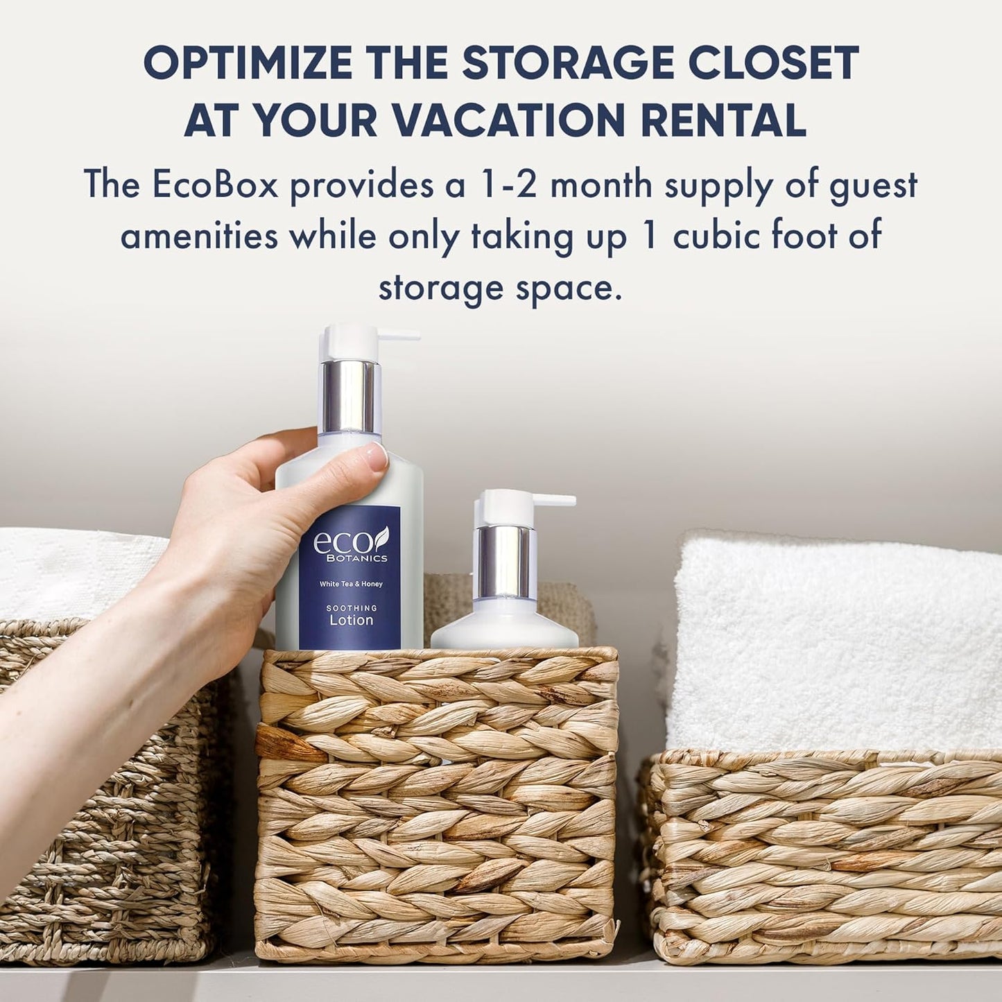 1-Shoppe Eco Botanics 20 Piece Ecobox All-In-Kit | White Tea and Honey Soap | 6 Shampoo, 4 Conditioner, 6 Body Wash & 4 Lotion | 10.14oz Hotel Soaps and Toiletries Bulk | Personal Care Products