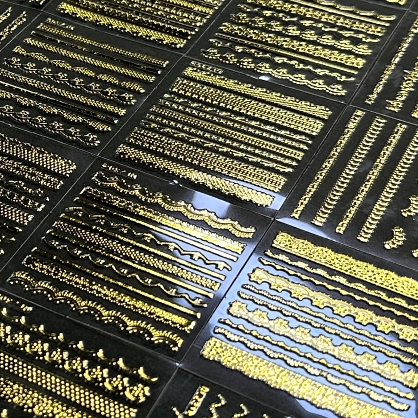 30 Sheets Gold Line Nail Art Stickers Gold Lace Nail Stickers 3D Self-Adhesive Gold Nail Decals Acrylic Nails DIY Design Nail Supplies for Women