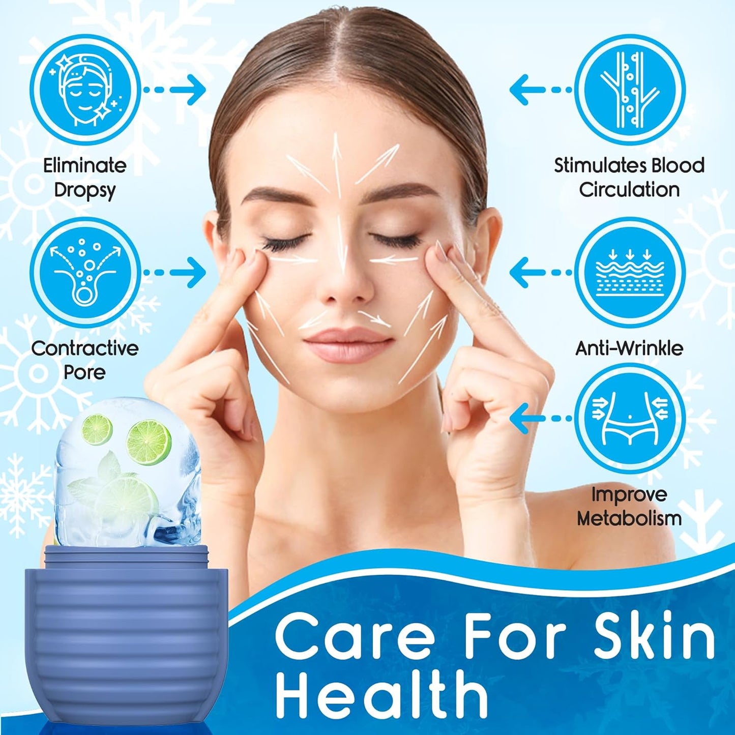 1Pcs Ice Roller for Face, Ice Face Roller, Reusable Silicone Ice Mold for Face, Facial Beauty Ice Roller Skin Care Tools for Shrink Pores Anti Wrinkle Reduce Puffiness (Rose)