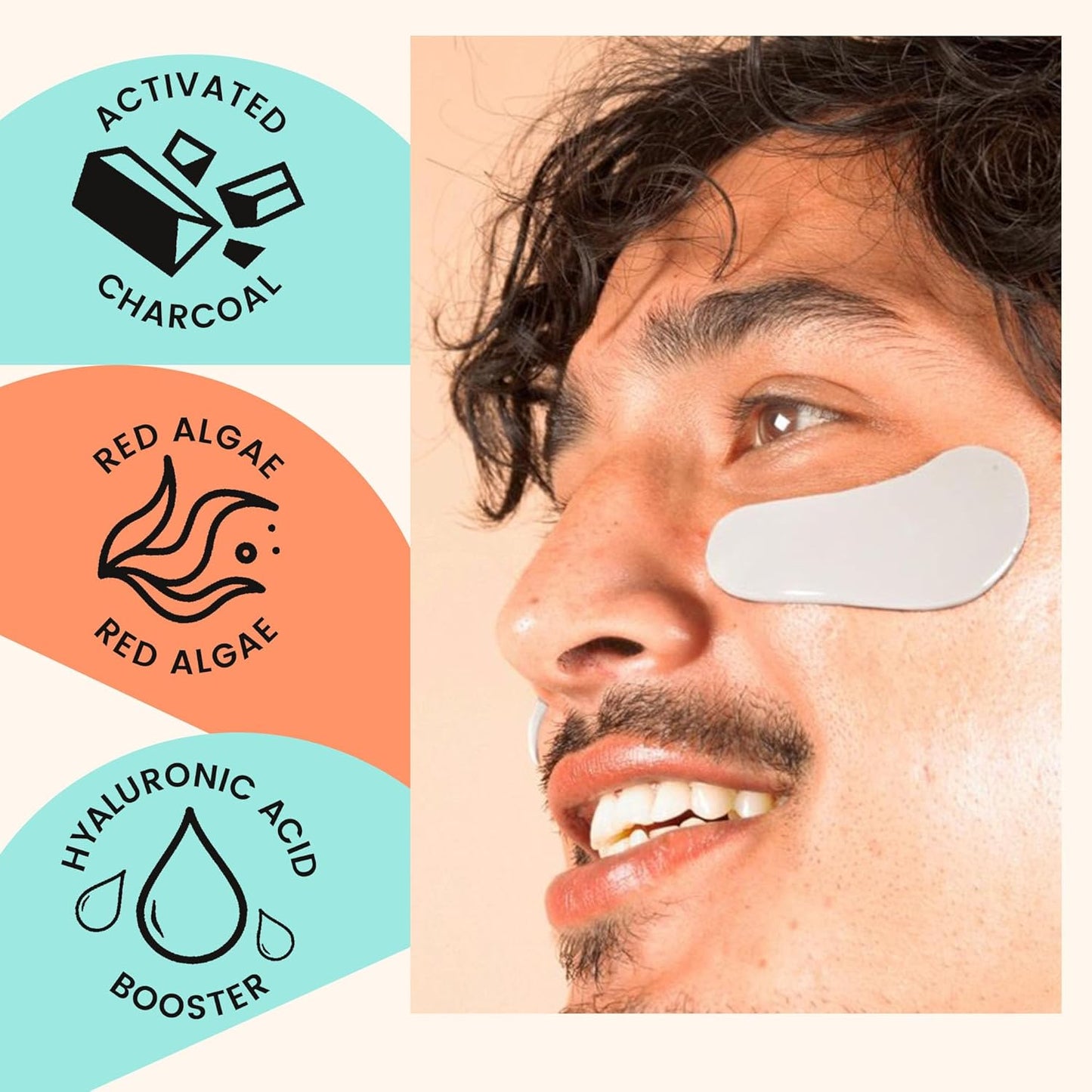 BLAQ Eye Mask, Eye Masks for Dark Circles and Puffiness, Under Eye Mask with Snow Mushroom, Green Tea Extract, Brown and Red Algae, Vegan and Cruelty-Free Under Eye Masks, Snow Circles, 5-Pack