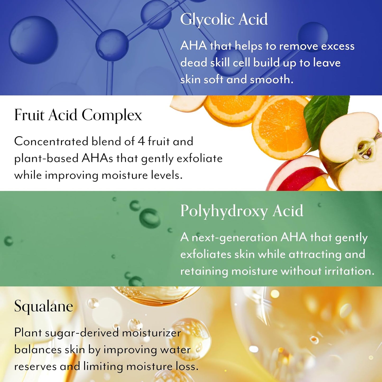 Bliss Glycolic + Polyhydroxy Acid Renew & Smooth - Night Serum - Gently Exfoliate Skin - Hydrating Squalane - Vegan & Cruelty-Free - 1 Fl Oz