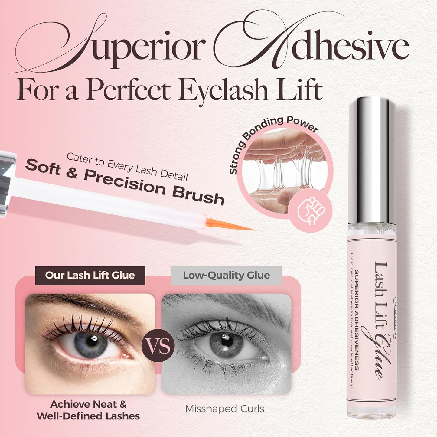 LASHVIEW Lash Lift Kit, Eyelash Perm Kit, Professional Eyelash Curling Lash Extension Set,Lash Curling, Semi-Permanent Curling Perming Wave Suitable for Salon（5PCS）