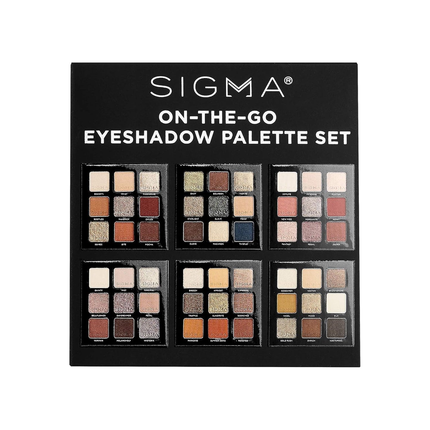 Sigma Beauty On-The-Go Eyeshadow Palette Set Includes 6 Eyeshadow Palettes