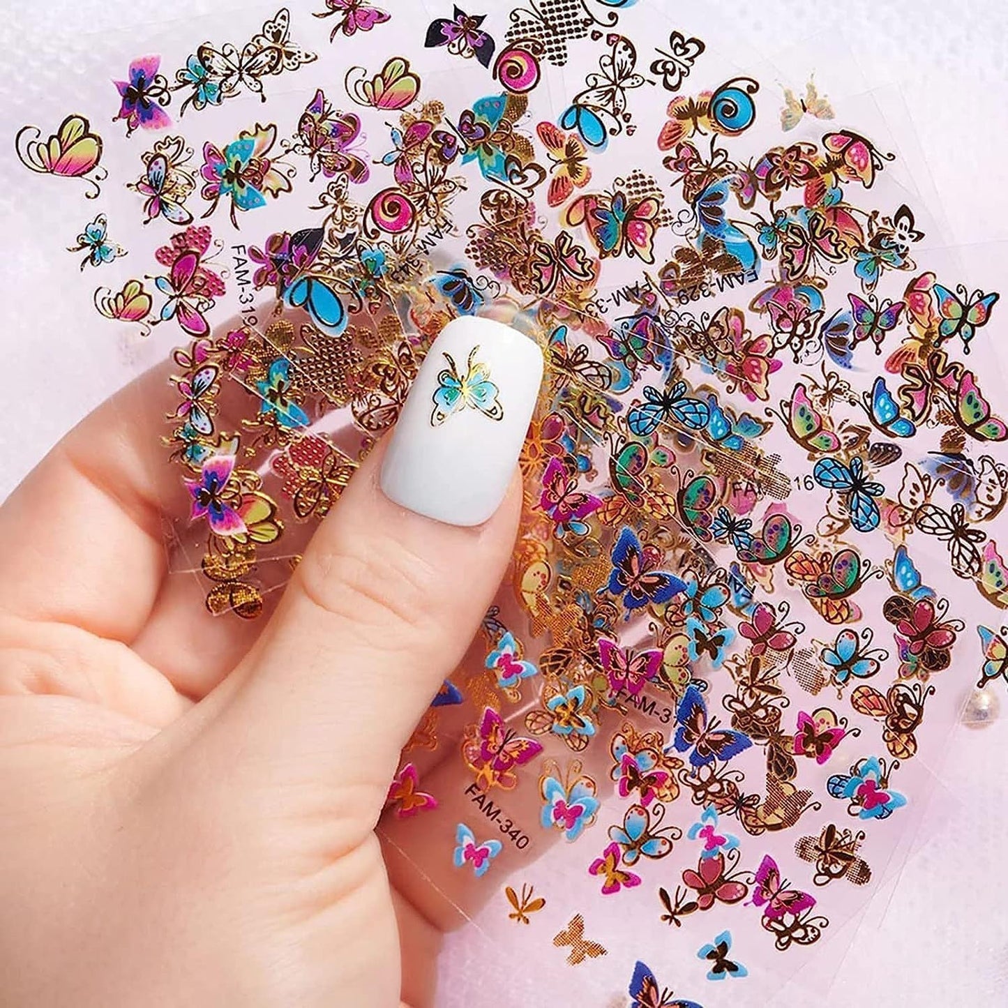 30 Sheets Butterfly Nail Stickers Colorful 3D Self Adhesive Nail Art Charms Sticker Decals for Crafts Supplies Accessories (ST-B)