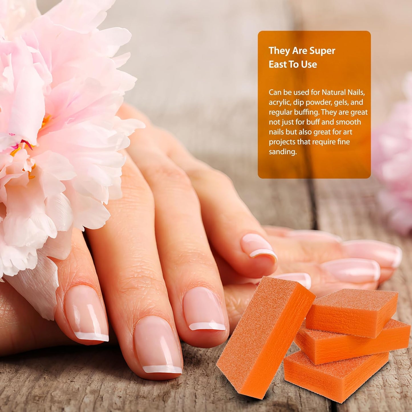 Moray Mini Nail Buffer Blocks - 180/240 Grit Professional Salon Orange Buffers - Buff Nails Prior to Application of Gel Polish, 50 Count
