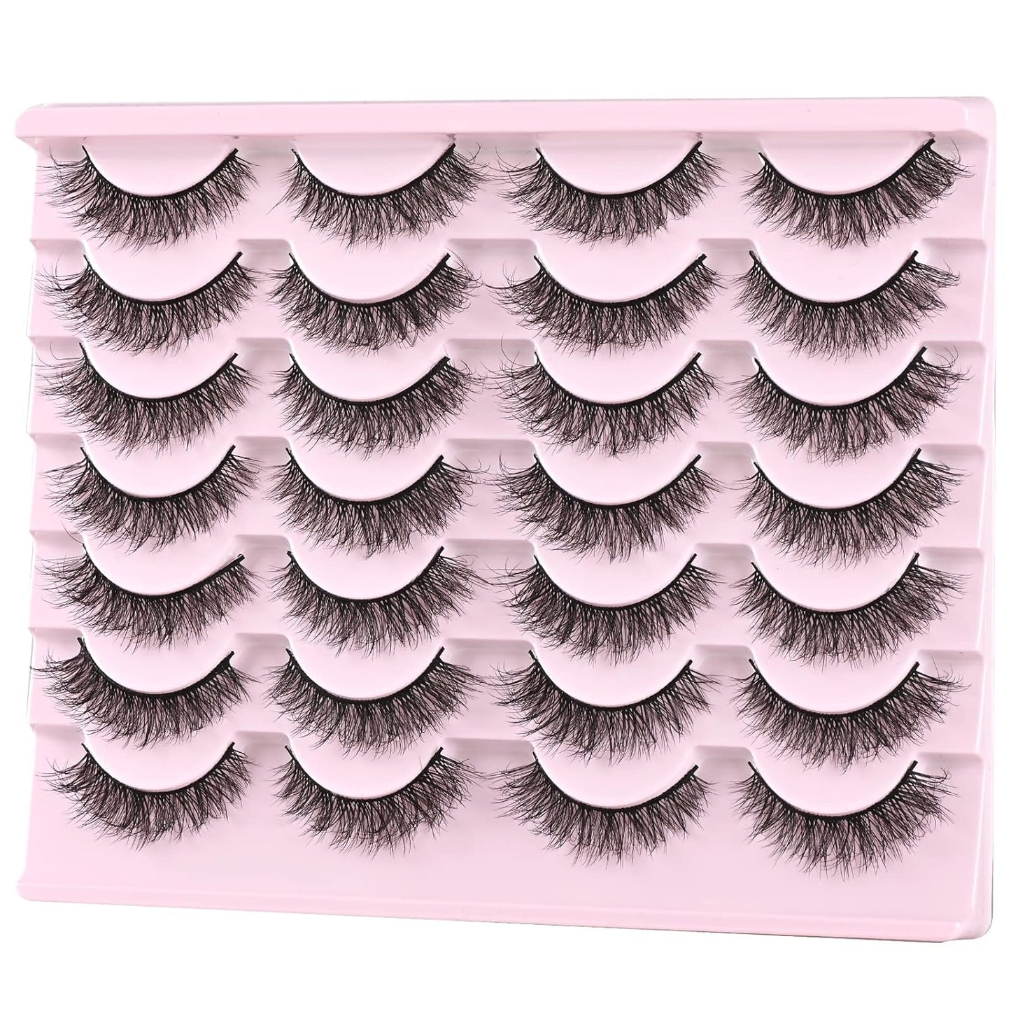 FARRED Natural Lashes Short Eyelashes Wispy False Mink Lash Pack 14 Pair Natural Look Fluffy Cat Eye Strip Eyelash Small Fake Lashes Full Pestañas Sets for MUA and Beginners Daily Makeup (F1 | 8-14mm)