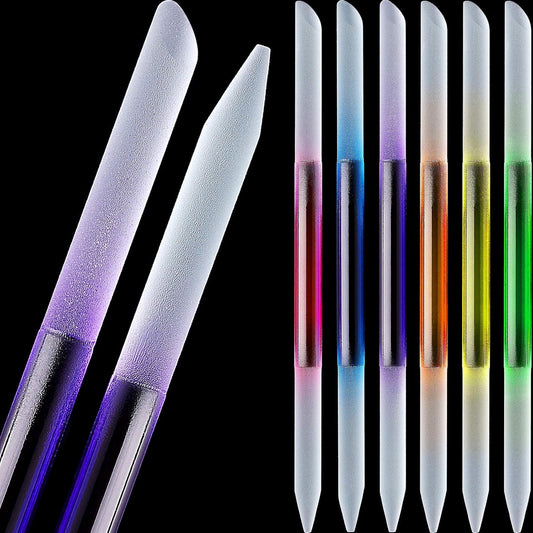 Maitys 6 Pieces Glass Cuticle Pusher Glass Cuticle Stick Set Double Sided Crystal Nail Files Precision Manicure Pedicure Pusher Tools(Pink, Blue, Purple, Orange, Yellow, Green)