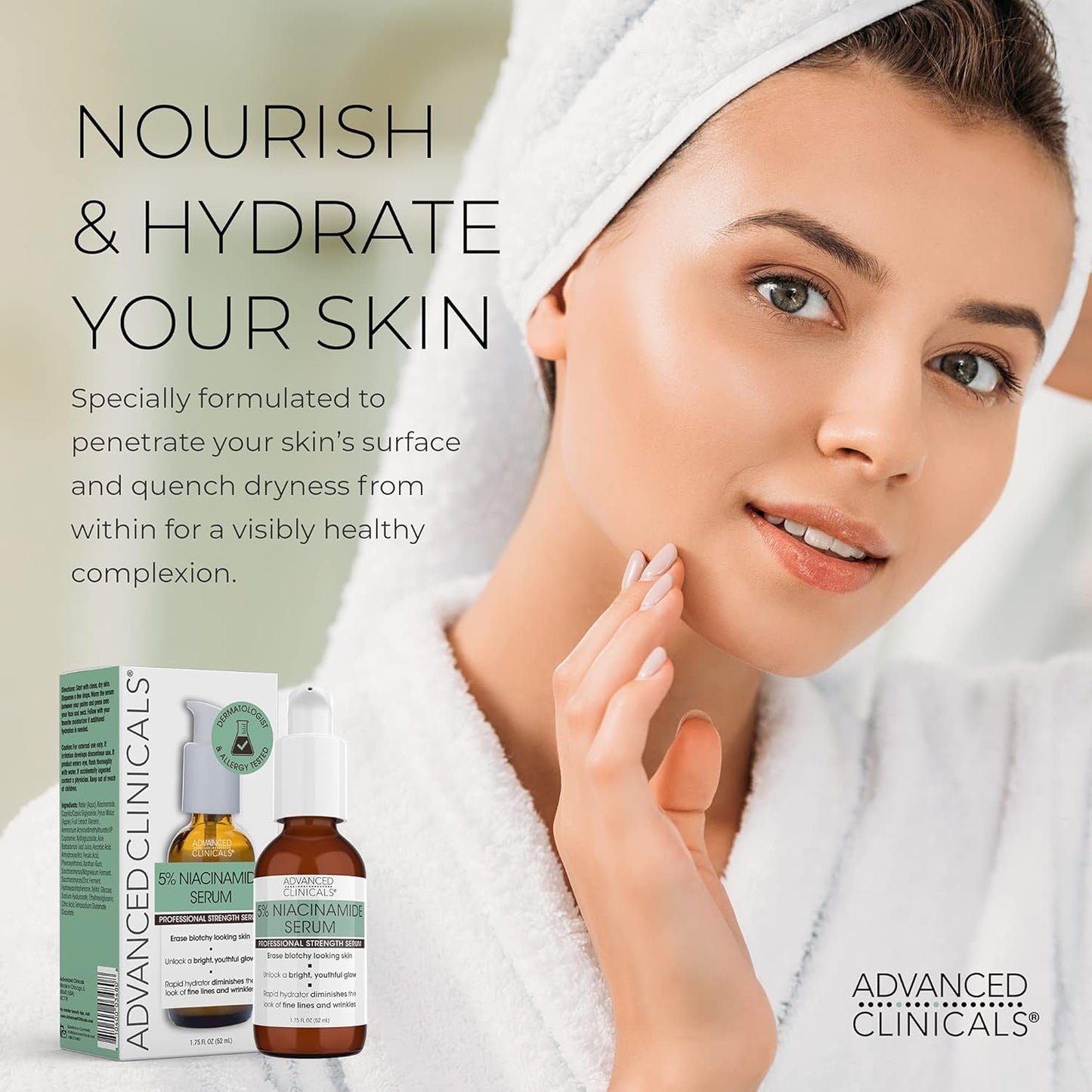 Advanced Clinicals Niacinamide Serum - 5% Niacinamide Serum For Face W/Hyaluronic Acid Serum, Ferulic Acid, Aloe Vera, Fruit Extracts - Dark Spot & Age Spot Remover - Skin Serum for Face 1.75 Fl Oz