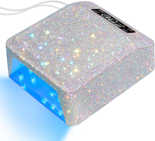 UV LED Nail Lamp 96W Plug-in Nail Dryer Sparkly Gel Polish Light 4 Timer Setting Professional Quick Dry Curing Lamp with Display Auto Sensor for Salon & Home
