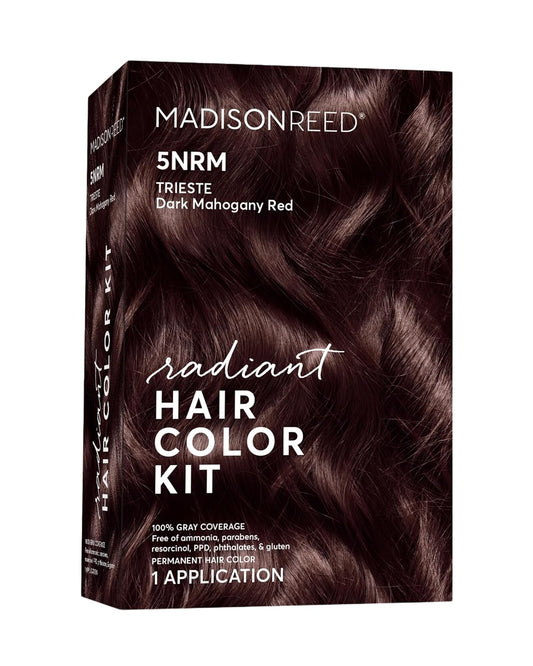 Madison Reed Radiant Hair Color Kit, Permanent Hair Dye, 100% Gray Coverage, Ammonia-Free, Trieste Red 5NRM Dark Mahogany red, Pack of 1