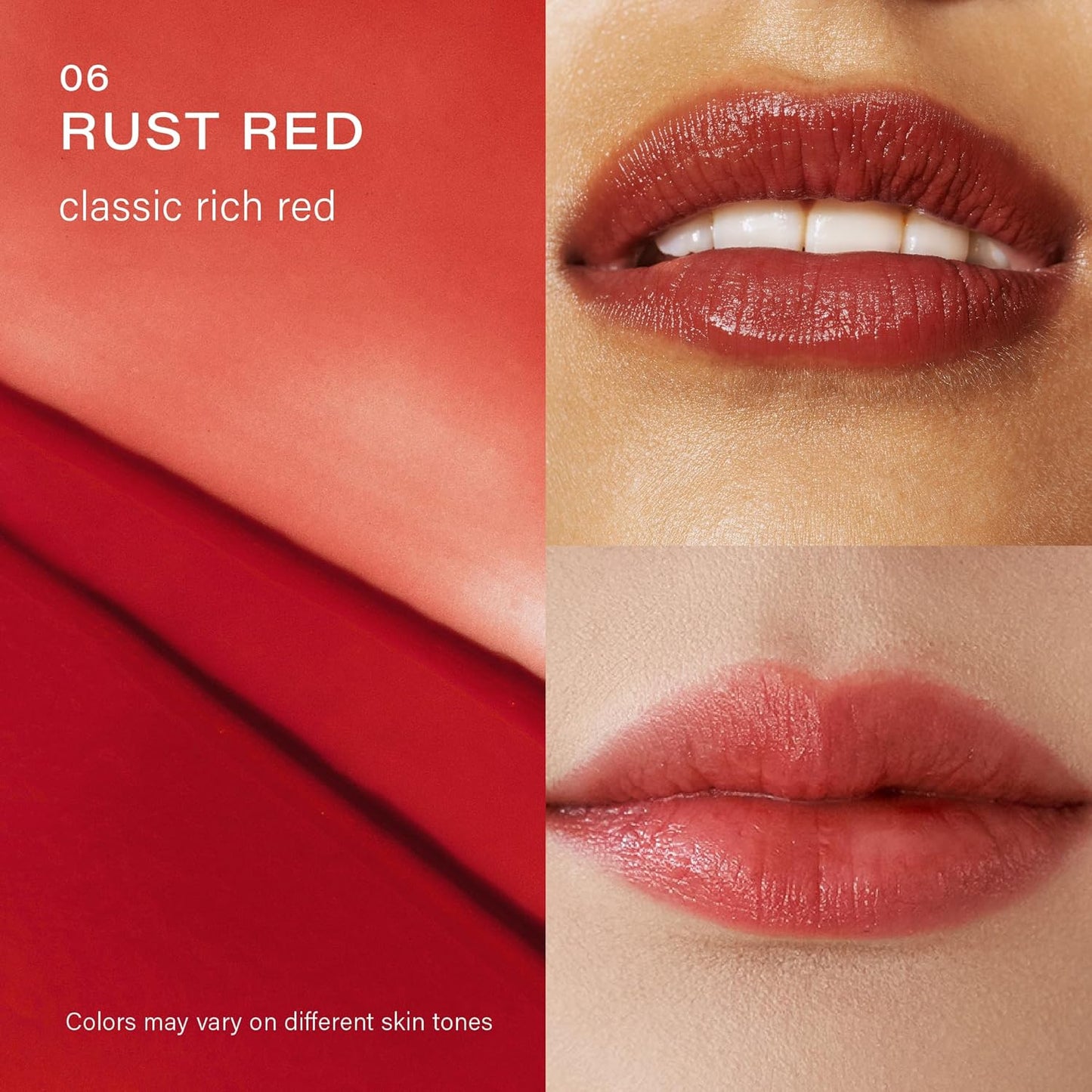 Melixir Vegan Lip Butter (12 Colors), Hydrating Tinted Lip Balm Stick, Bee-Free, Petrolatum-Free, Plant-Based, Moisturizes Dry & Chapped Lips With Shea Butter, Sheer, Natural Finish - #06 Rust Red