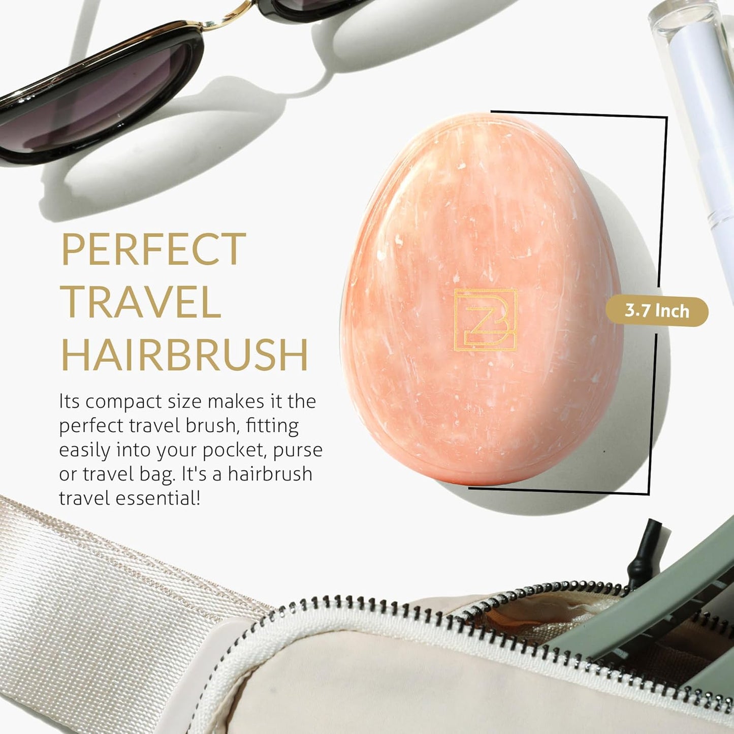 Travel Hairbrush - Mini Hair Detangler for Women Teens Kids - Sensory Scalp Massager - Small Portable Comb - Thick, Curly, Straight, Wet, Dry - Compact Detangler - Purse Essentials