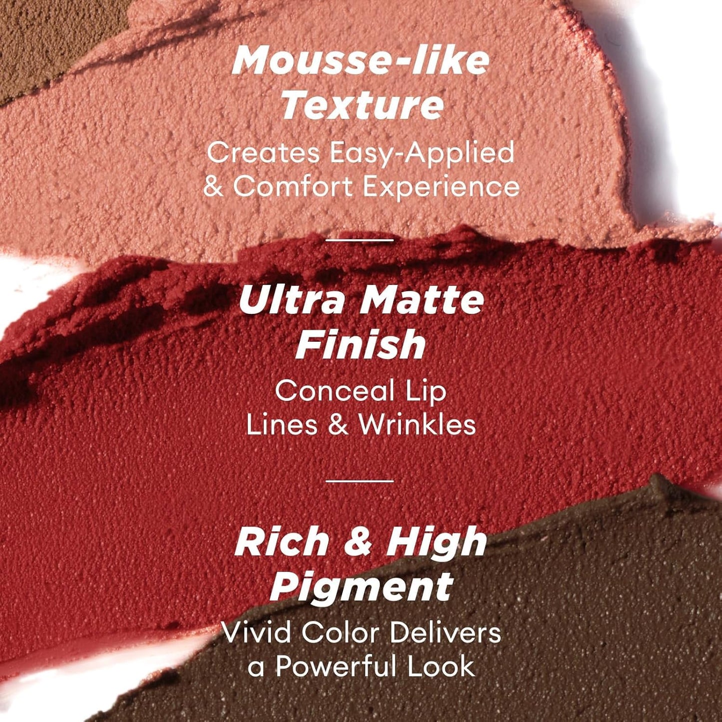 ITY Velvet Matte Finish Lip Stain-Mousse Textured Lip Clay, Red Shade, Conceals Lip Lines, Rich Pigment Lip Tint Lipsticks, 0.14 oz (4g) in Earthy, Truffle.