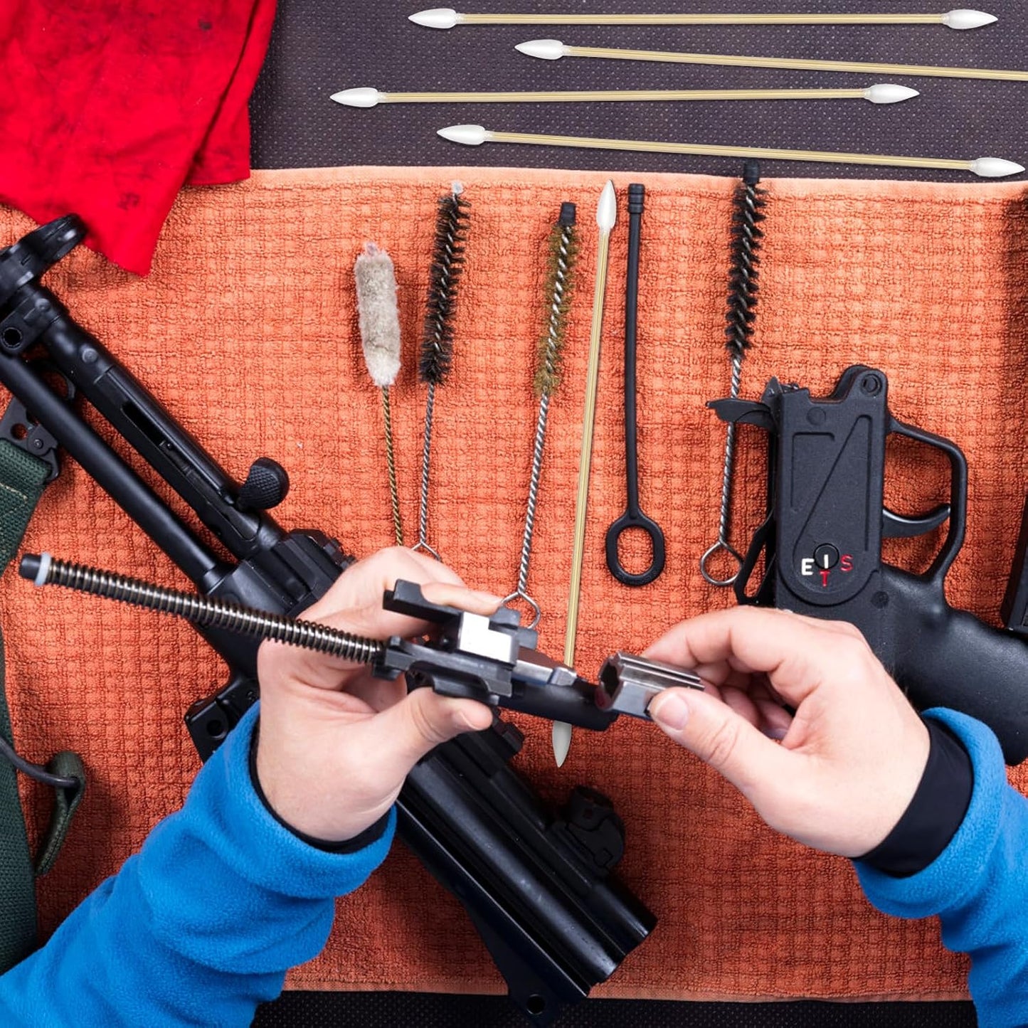 Eyxformula 200 Pcs 6 Inch Gun Cleaning Cotton Swabs with Double Pointed Tips, Strong Bamboo Sticks, Lint Free Long Cotton Swabs for Precision Cleaning Firearms, Electronics, Tight Spots, Detailing