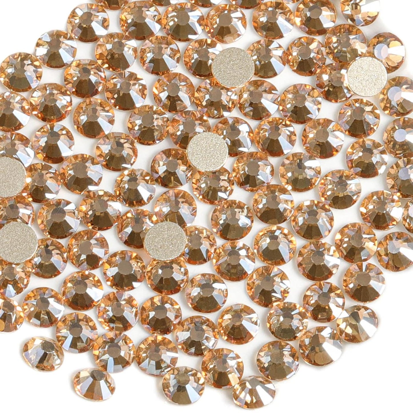 Beadsland 1440 Pieces Flat Back Crystal Rhinestones Round Gems,Golden Shadow,SS10,2.7-2.9mm