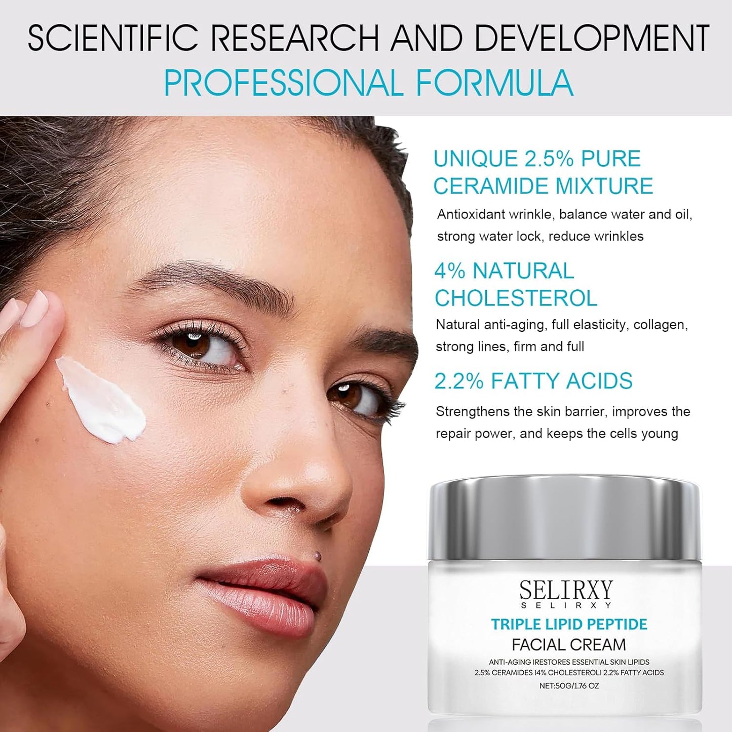 Nodfens Triple Lipid Peptide Cream for Anti-Aging, Restores & Repairs Mature Skin for Radiant, Smooth Complexion - Advanced Strength Recovery Face Moisturizer Cream