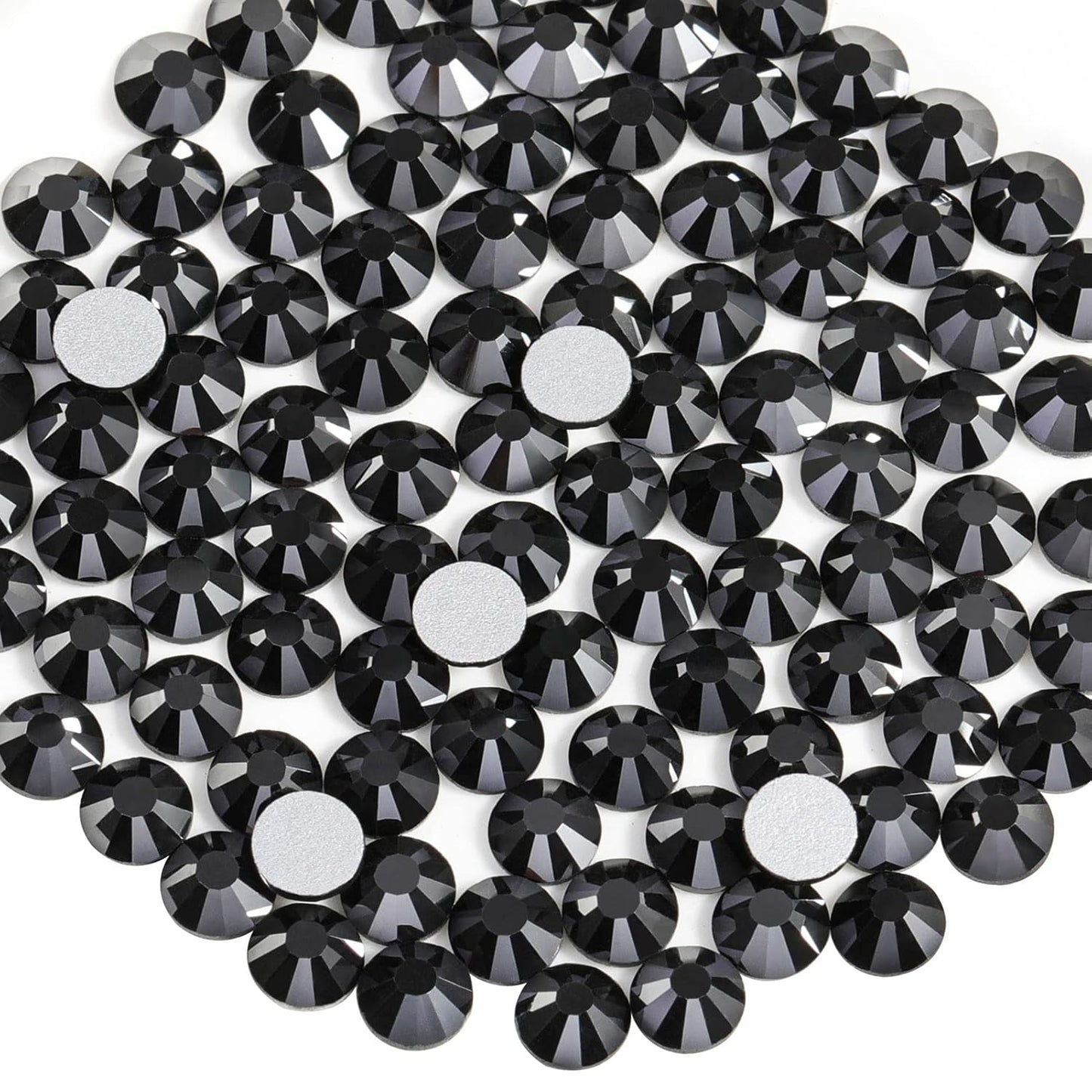 Beadsland 1440pcs Flat Back Crystal Rhinestones Round Gems for Nail Art and Craft Glue Fix, Jet Hematite,SS12,3.0-3.2mm
