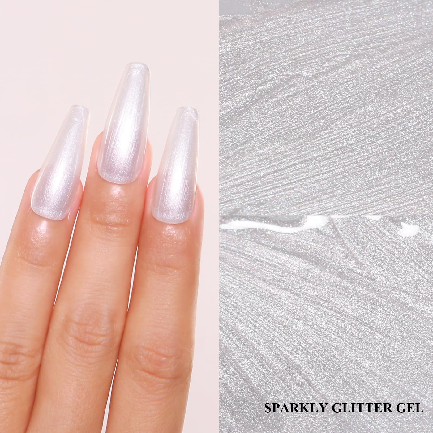 Imtiti Pearl Gel Nail Polish, White Pearl Iridescent Glitter Gel Polish Diamond Shimmer Sparkle Soak Off UV LED Nail Gel Polish Autumn Winter Gel Polish Manicure Gel Nail Kit 10ML