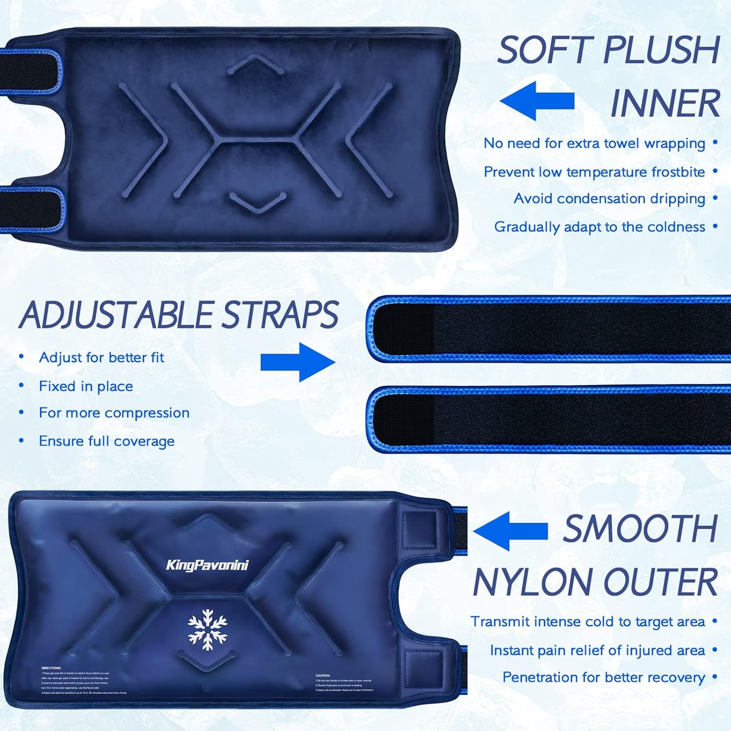 XXL Knee Ice Pack Wrap Around Entire Knee After Surgery, Reusable Gel Pack for Injuries, Large Ice Pack for Pain Relief, Swelling, Surgery, Sports Injuries, 1 Pack