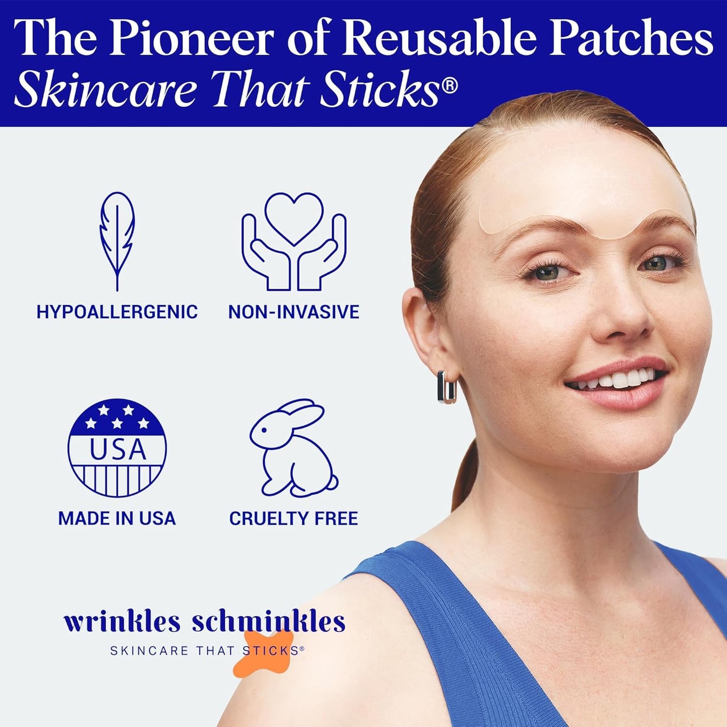 Wrinkles Schminkles Forehead Wrinkle Patches, 2-Pack, Reusable Hypoallergenic Silicone Smoothing Pads + Silicone Patch Cleanser 2 oz, Clean Silicone Patches Without Breaking Down The Adhesive