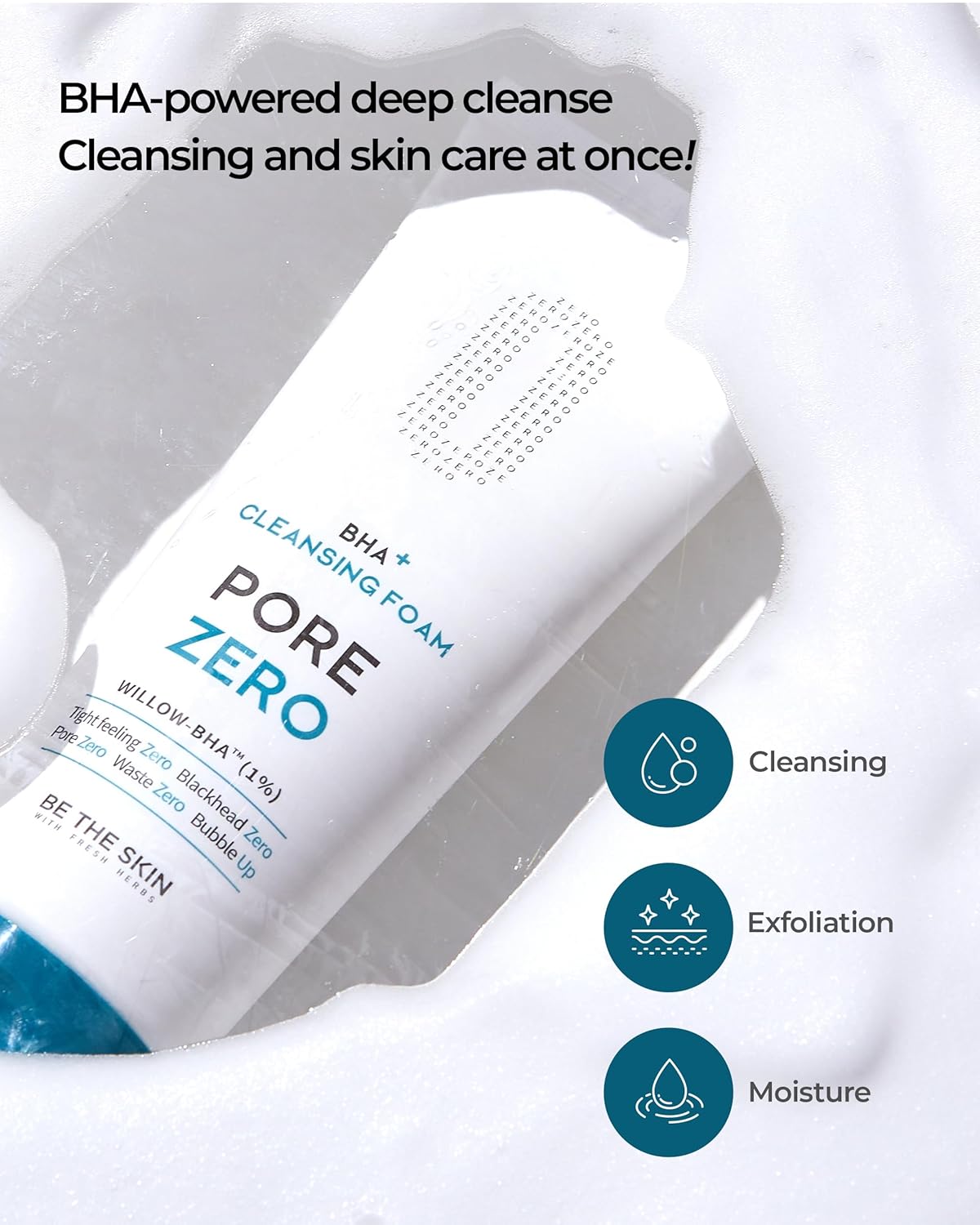[Be the Skin] BHA+ Pore Zero Cleansing Foam 5.07 fl oz / 150 ml | Face wash cleanser for pore care and sebum control | For sensitive and combination skin