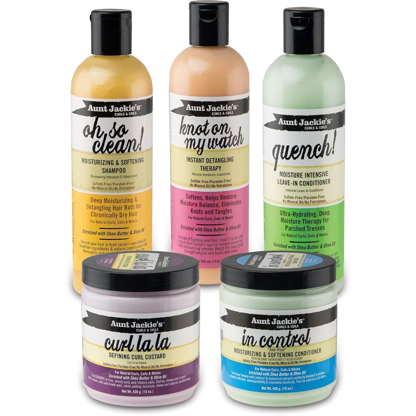 Aunt Jackie's Curl La La, Lightweight Curl Defining Custard, Enriched with Shea Butter & Olive Oil, Basic, 15 Ounce (Pack of 3)