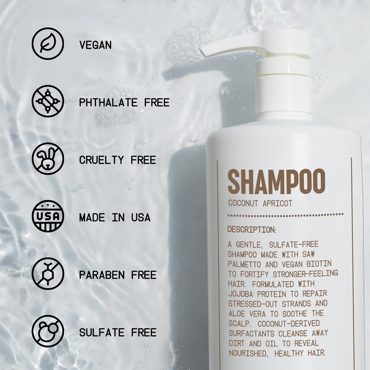 Blu Atlas Men's Natural Shampoo – Organic, Sulfate-Free, Paraben-Free – Deep Cleansing & Hydrating – Coconut Apricot Scent – Made in America – 32 oz